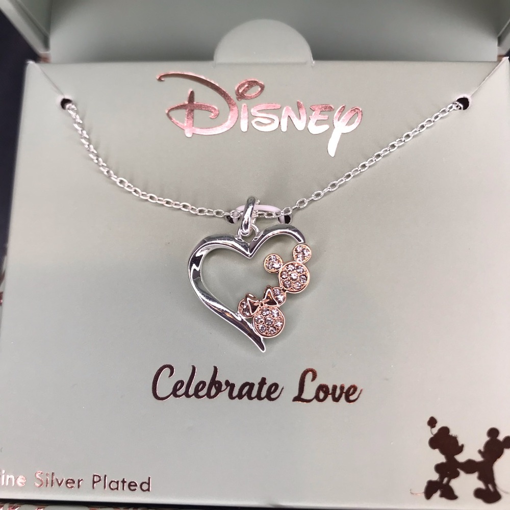 🎉HP🎉 Disney Mickey Mouse Minnie Mouse Heart Pendant Necklace - Picture 2 of 6